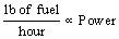 lb fuel/hr proportional to Power