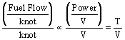 ((Fuel Flow/knot)/knot) proportional to ((Power/V)/V)